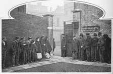 Waiting for admission to St Marylebone Workhouse, Luxborough Street, London, c1901 (1903). Artist: Unknown.