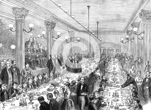 Christmas dinner given to the newsboys of Manchester, 1874. Creator: Unknown.