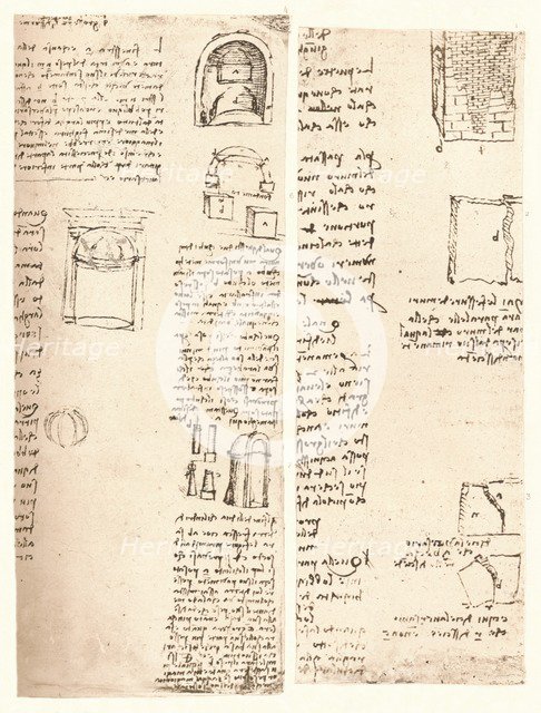 Two architectural drawings, c1472-c1519 (1883). Artist: Leonardo da Vinci.