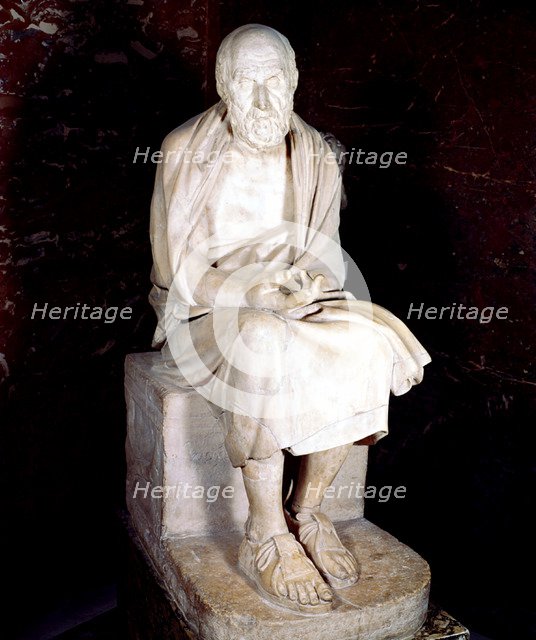 Statue of seated man said to be Herodotus, Ancient Greek historian. Artist: Unknown