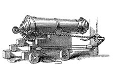 Carronade, short piece of naval ordnance with large calibre chamber, like a mortar, c1884. Artist: Unknown