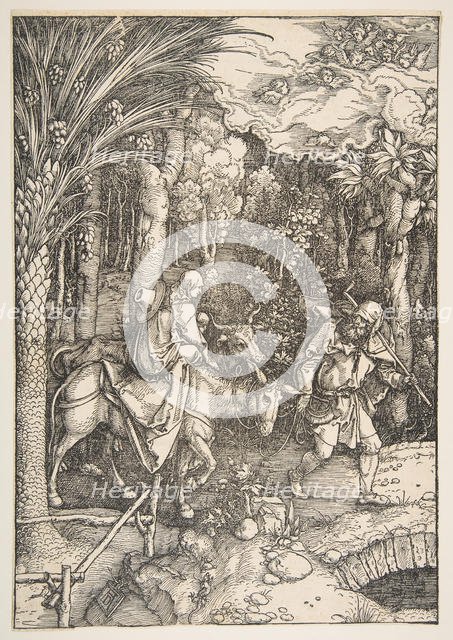 The Flight into Egypt, from The Life of the Virgin, from the Latin Edition, 1511. Creator: Albrecht Durer.