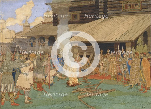 Baptism by Fire. Artist: Bilibin, Ivan Yakovlevich (1876-1942)