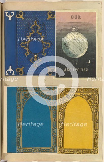 Four Lithographed Bookcovers, One for Our Antipodes, 1845-70. Creator: Alfred Crowquill.