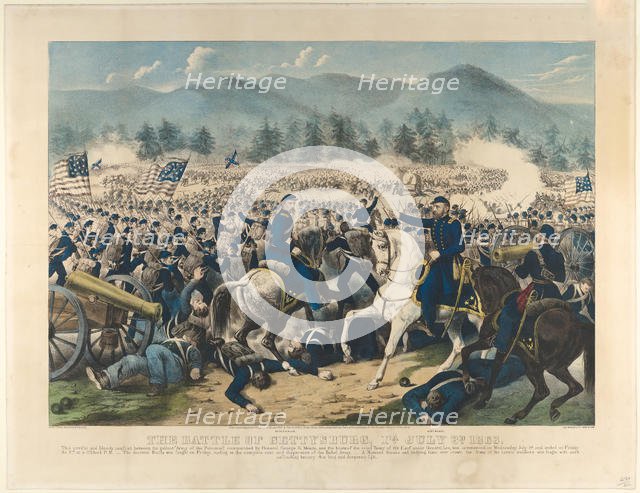 The Battle of Gettysburg, Pa., July 3rd, 1863, 1863. Creator: Currier and Ives.