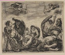 Niobe, from 'Game of Mythology' (Jeu de la Mythologie), 1644. Creator: Stefano della Bella.
