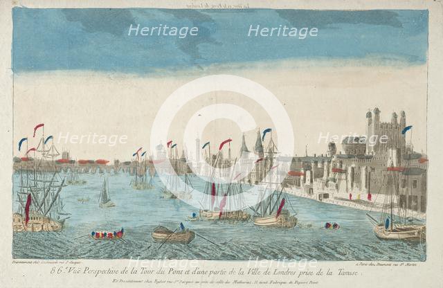 View of London Bridge and Tower, 18th Century. Creator: Unknown.