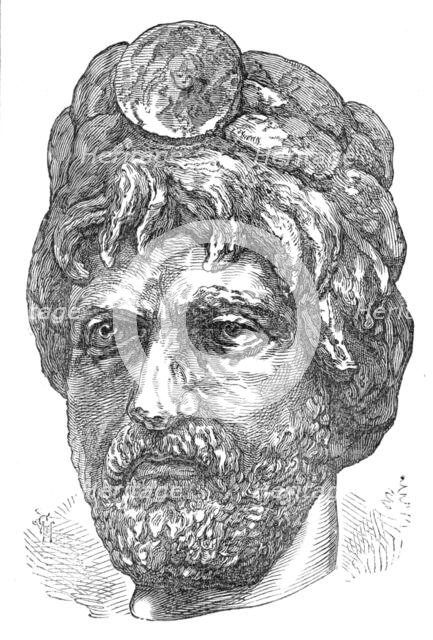 Head of the Emperor Hadrian found at Jerusalem, 1874. Creator: Unknown.