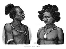 Papuan types, 19th century. Artist: Mesples