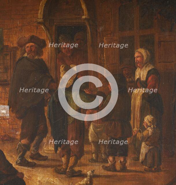 Beggars at the door of the inn, in the style of Adriaen van Ostade. Creator: Unknown.