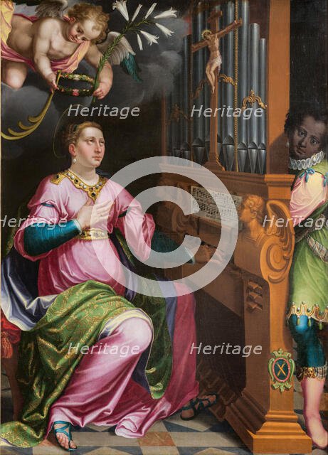 Saint Cecilia, crowned by an angel, 1587. Creator: Gnocchi, Giovanni Pietro (around 1553-1609).