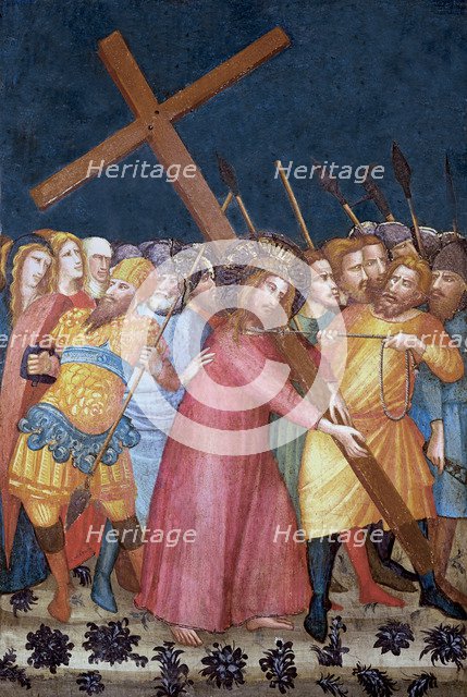 Via Crucis' detail of the fresco murals by Ferrer Bassa preserved in the Chapel of St. Michael of…