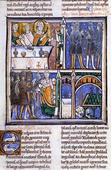 The dispute of Thomas a Becket and Henry II, 1170 (c1180). Artist: Anon