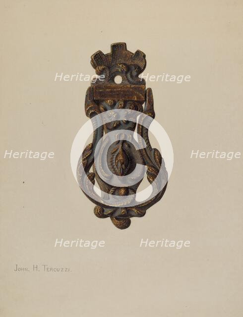 Door Knocker, c. 1940. Creator: John H. Tercuzzi.
