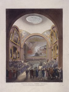 Guildhall Council Chamber, London, 1808. Artist: J Bluck