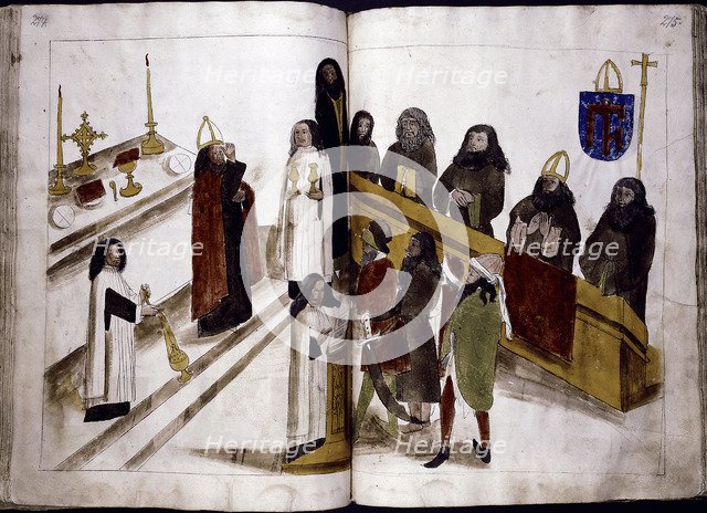 Divine service according to the Greek orthodox rite (from: Ulrich Richental Chronicle of the Council of Constance), 1414-1418. Artist: Anonymous  