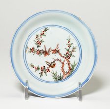 Dish with Birds on Flower Branches, Ming dynasty (1368-1644), Wanli reign mark (1563-1620). Creator: Unknown.