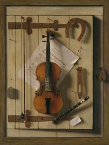 Still Life—Violin and Music, 1888. Creator: William Michael Harnett.