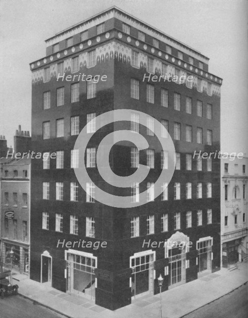 'An All-Black Building in London Relieved by a Lace-Like Collar of White', c1935. Artist: Unknown.