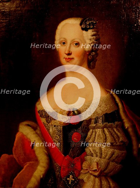 Portrait of Johanna-Elizabeth, Electress of Anhalt-Zerbst (1712-1760), Mother of Catherine II, 1740s. Artist: Pesne, Antoine (1683-1757)