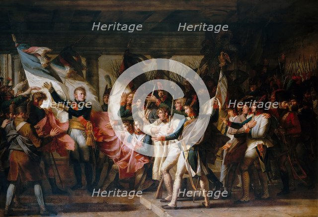 Marshal Ney and the soldiers of the 76th regiment of the line retrieve their colors from the arsenal Artist: Meynier, Charles (1768-1832)