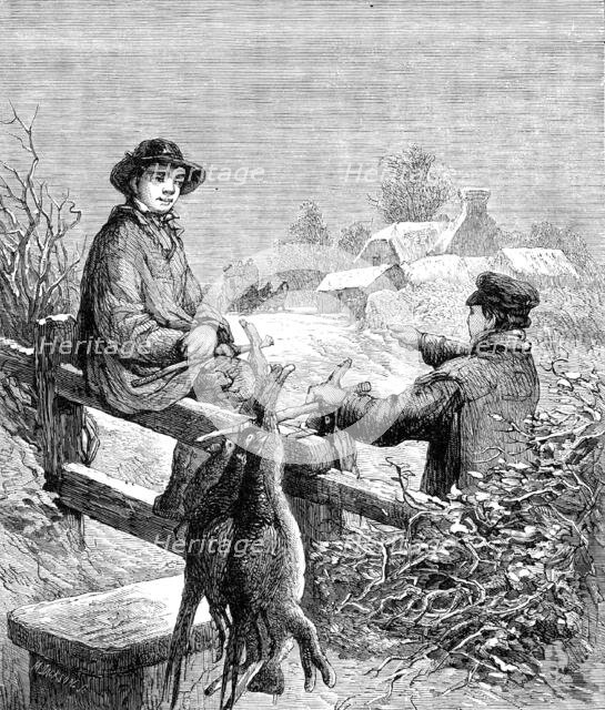 A Christmas present: waiting for the coach - drawn by E. Duncan, 1861. Creator: Mason Jackson.