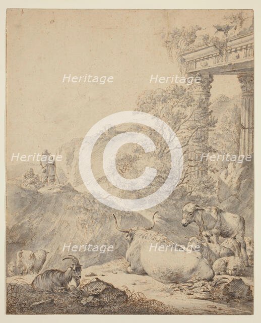 Italian Landscape with Cattle, between 1672 and 1675. Creator: Johann Heinrich Roos.