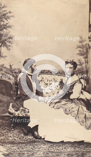 Couple on a Settee, 1860s. Creator: Unknown.