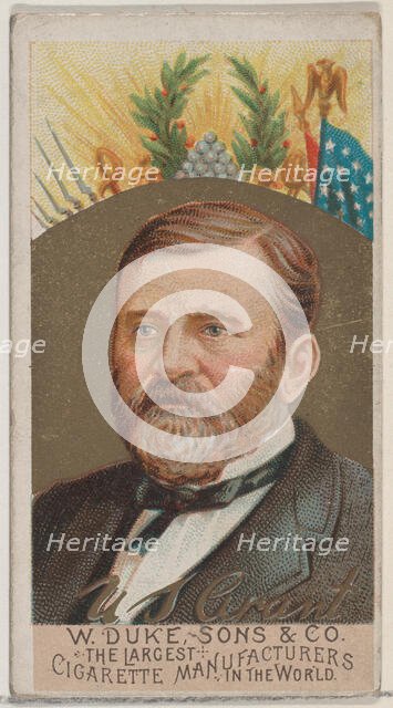Ulysses S. Grant, from the series Great Americans (N76) for Duke brand cigarettes, 1888., 1888. Creator: Unknown.