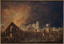 Saint-Germain fair during the fire (night of March 16 to 17, 1762), 1762. Creator: Pierre-Antoine Demachy.