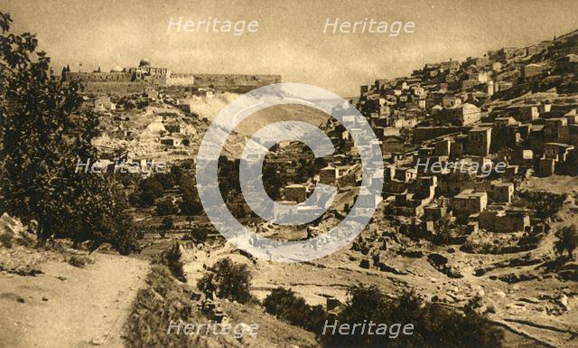 'Jerusalem - Valley of Kidron, Siloam and City Wall', c1918-c1939. Creator: Unknown.