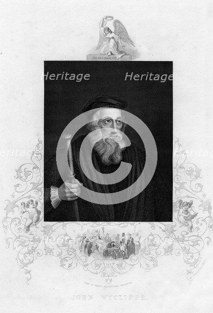 John Wycliffe, English theologian, 19th century. Artist: J Rogers