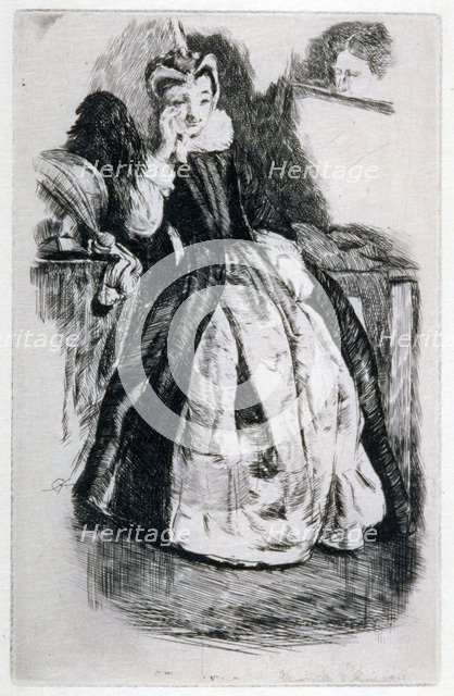 'Lady in Elizabethan Dress', 19th century. Artist: Charles Samuel Keene