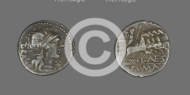 Denarius (Coin) Depicting the Goddess Roma, about 136 BCE. Creator: Unknown.