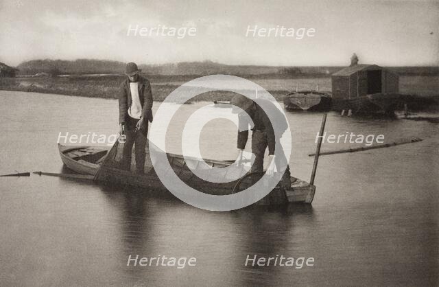 Taking Up the Eel-Net, 1886. Creator: Peter Henry Emerson.