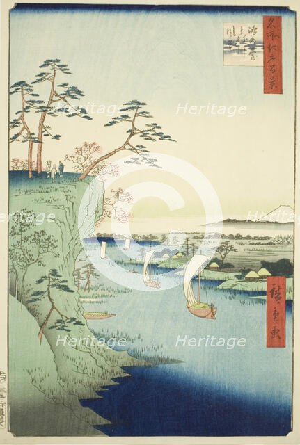 View of Konodai and the Tone River (Konodai Tonegawa fukei), from the series "One Hundred..., 1856. Creator: Ando Hiroshige.