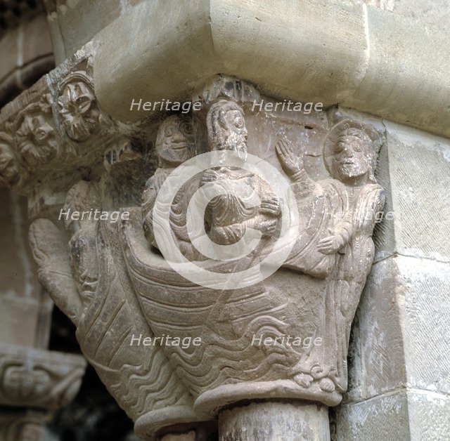 Cloister Capital with representation of the miraculous catch in the Monastery of San Juan de la P…