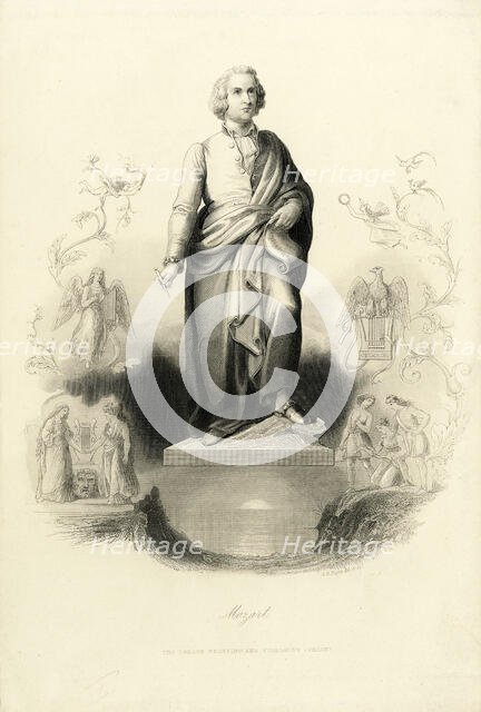 Mozart Monument at the Mozartplatz, 1842. Creator: Payne, Albert Henry (1812-1902).