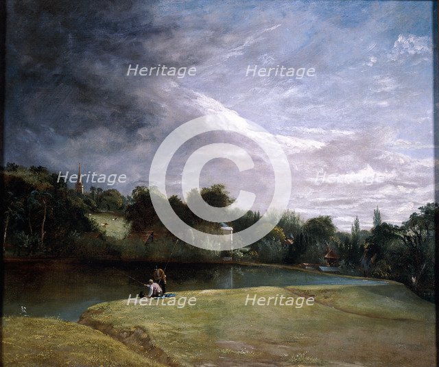 Boys Fishing in a Reservoir near Hampstead.  Artist: Thomas Christopher Hofland 
