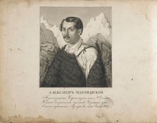 Portrait of Decembrist Alexander Alexandrovich Bestuzhev (1797-1837), First half of the 19th cent. Creator: Wilczynski, Roman (c. 1800-1850).