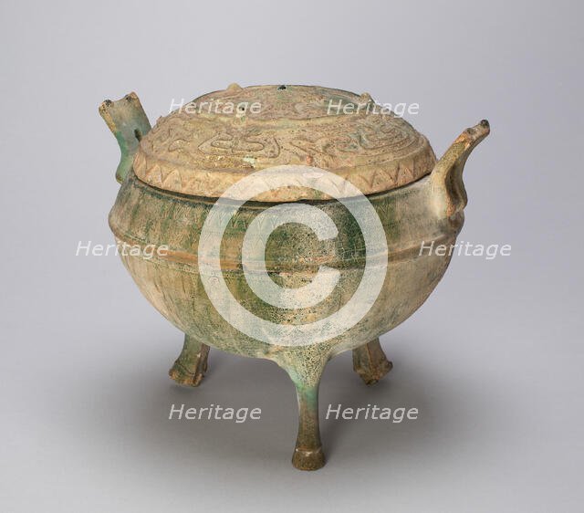 Covered Tripod Cauldron (Ding) with Geometric Designs, Eastern Han dynasty (A.D. 25-220). Creator: Unknown.