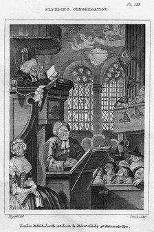 'Sleeping Congregation', 18th century.Artist: Thomas Clerk