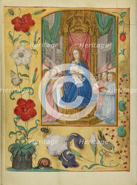 The Virgin and Child Enthroned; Book of Hours, about 1500. Creator: Workshop of Gerard Horenbout.