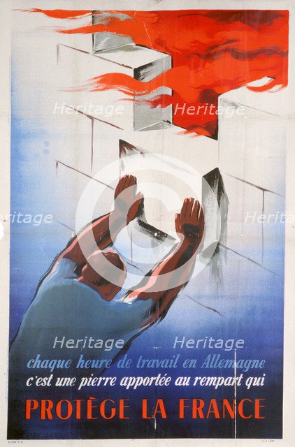 'Working in Germany protects France', 1944. Artist: Unknown