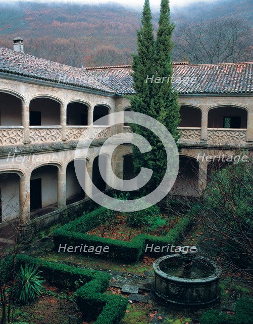 View of the Yuste monastery cloister in Extremadura.