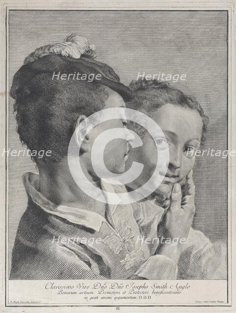 Boy with a hat touching the face of a girl, 1743. Creator: Giovanni Cattini.
