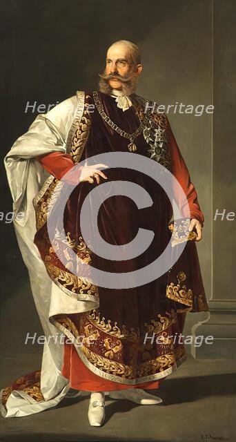 Emperor Franz Joseph I in the regalia of the Order of the Golden Fleece, 1893. Creator: Edmund Polz.