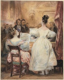 A Concert: Laura Devéria Singing, 1831. Creator: Eugène François Marie Joseph Devéria (French, 1805-1865).