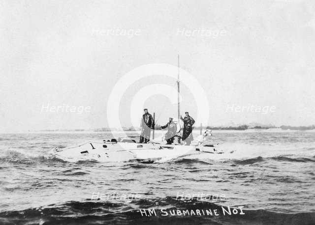 HM Submarine No1, c1908. Artist: Unknown