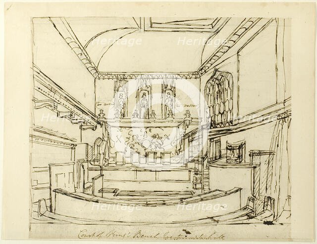 Study for Court of King's Bench, Westminster Hall, from Microcosm of London, c. 1808. Creator: Augustus Charles Pugin.